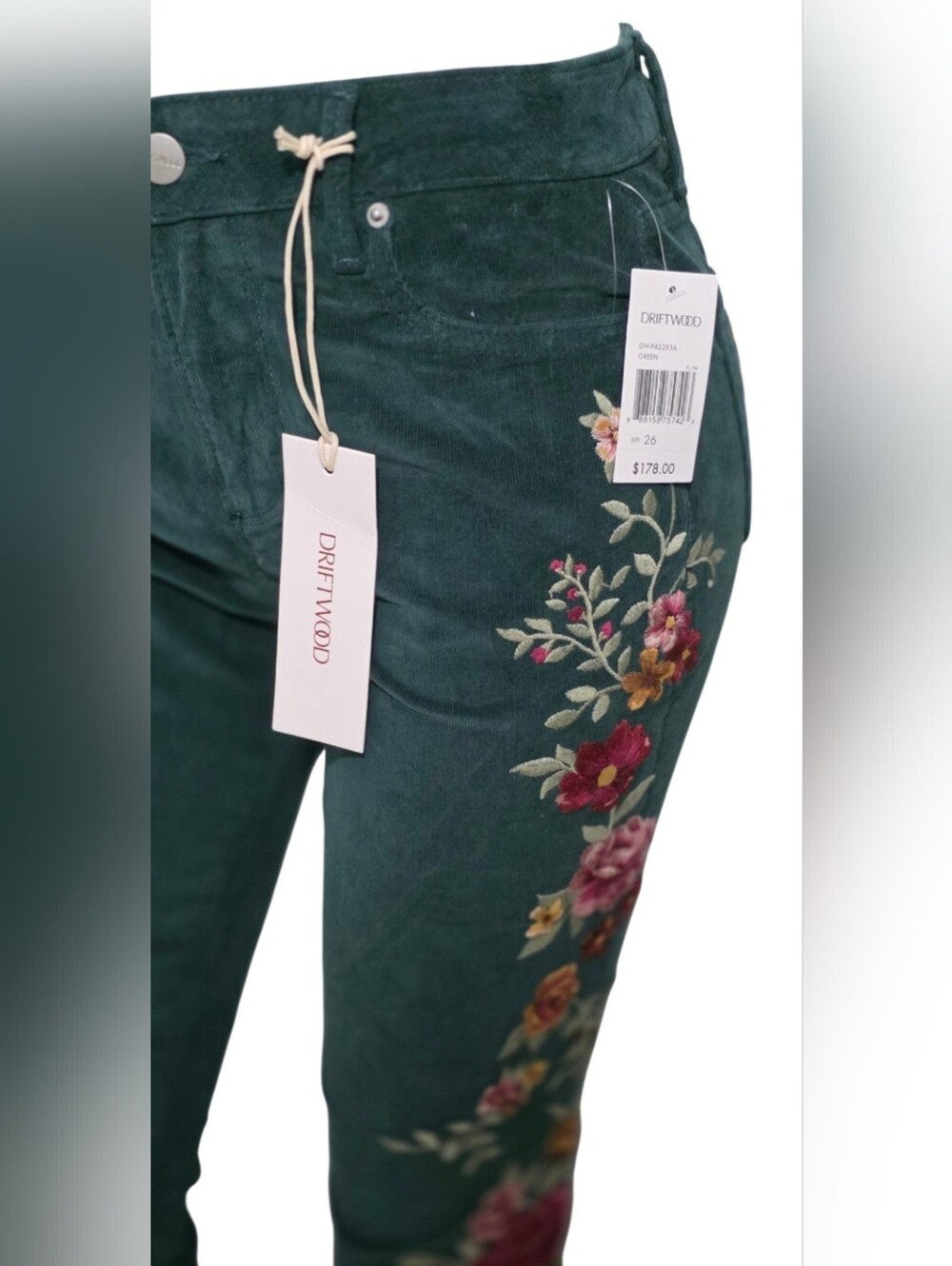 Driftwood Farrah Embroidered Cord Flare Jean at Free People Size 26 NWT - Picture 14 of 16